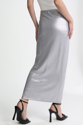 Jupe longue taille haute - Argenté