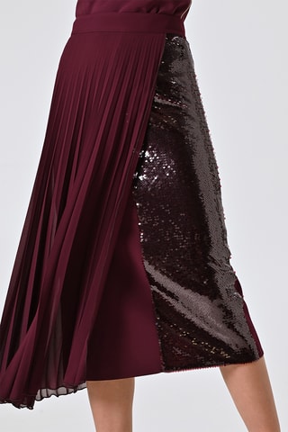 Jupe plissée taille haute - Bordeaux