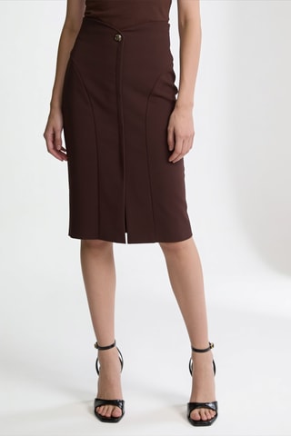Jupe fourreau taille haute - Marron foncé