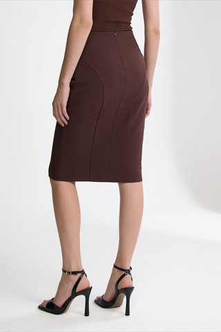 Jupe fourreau taille haute - Marron foncé