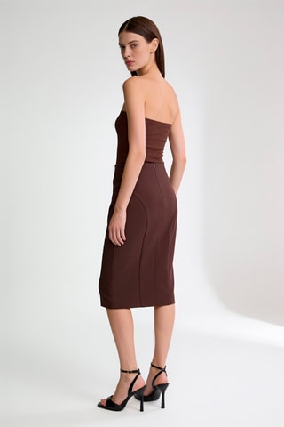 Jupe fourreau taille haute - Marron foncé
