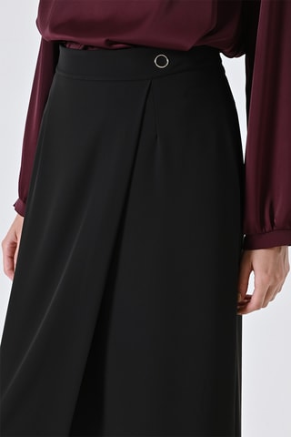 Jupe portefeuille taille haute - Noir