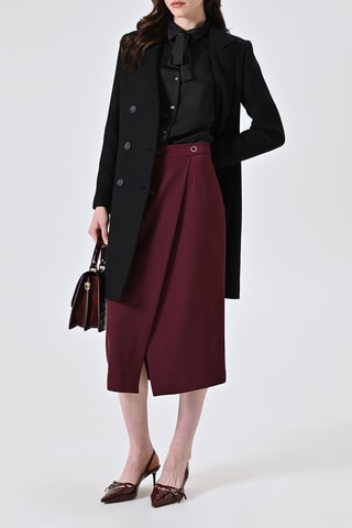 Jupe portefeuille taille haute - Bordeaux