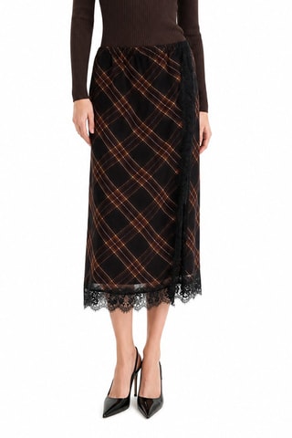 Jupe midi taille haute - Marron