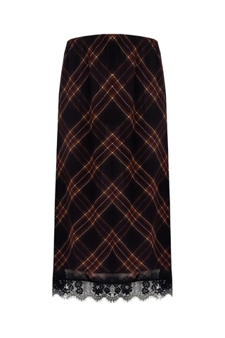 Jupe midi taille haute - Marron