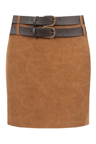 Jupe fourreau taille haute - Marron clair