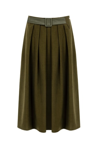 Jupe plissée taille haute - Vert olive