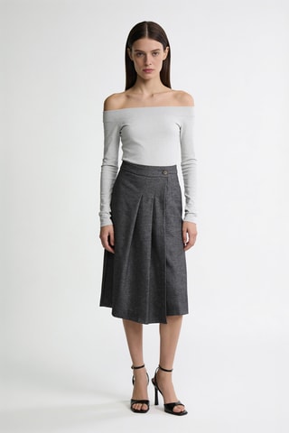 Jupe portefeuille taille haute - Noir