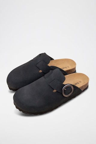 Sabot in pelle scamosciata Rosso - Nero
