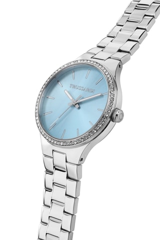Stalen Quartz Horloge - Zilverkleurig en Blauw
