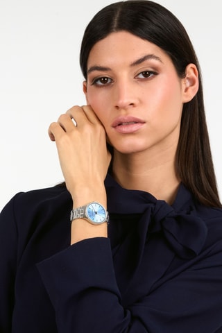 Stalen Quartz Horloge - Zilverkleurig en Blauw
