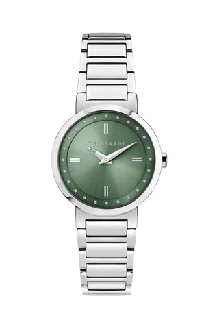 Stalen Quartz Horloge - Zilverkleurig en Groen
