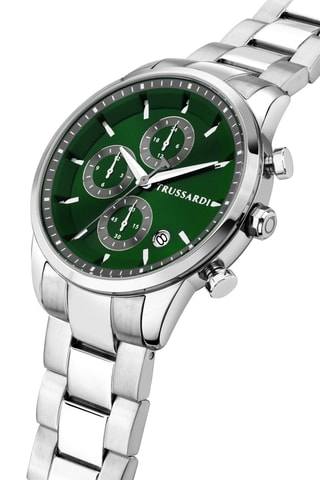 Stalen Quartz Horloge - Zilverkleurig en Groen