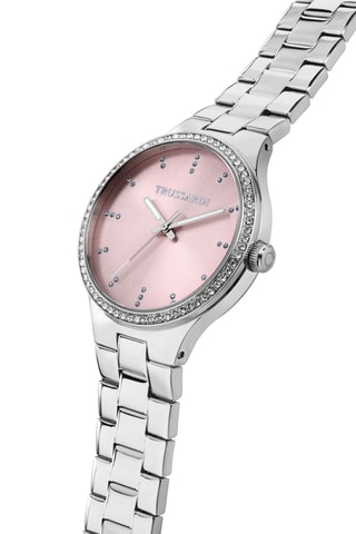 Stalen Quartz Horloge - Zilverkleurig en Roze