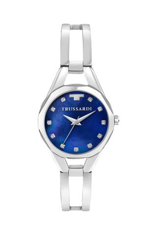 Stalen Quartz Horloge - Zilverkleurig en Blauw