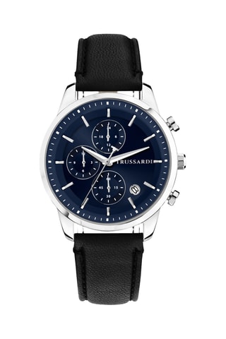 Leren Quartz Horloge - Zwart en Zilverkleurig
