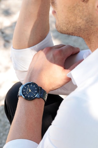 Metalen Quartz Horloge - Blauw