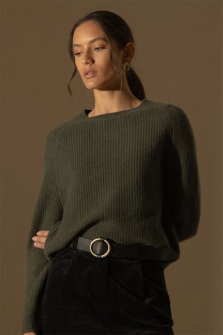 Jersey Oceane 100 % cachemir, 4 hilos - Cuello redondo - 269 g - Caqui