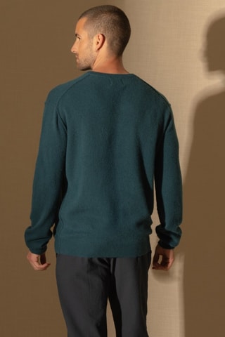 Jersey Soan 100 % cachemir, 2 hilos - Cuello redondo. - Azul y verde