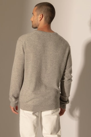 Jersey Lorenzo 100 % cachemir, 2 hilos - Cuello de pico. - Gris