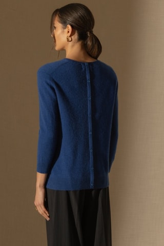 Cárdigan Vanessa 100 % cachemir, 2 hilos - Cuello redondo. - Azul