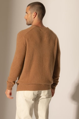 Jersey Enzo 100 % cachemir, 4 hilos - Cuello de pico. - Marrón