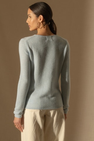 Jersey Marya 100 % cachemir, 4 hilos - Cuello redondo. - Azul claro