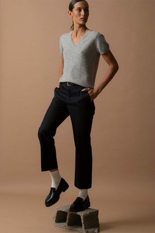 Camiseta Efimia 100 % cachemir, 2 hilos - Cuello de pico. - Gris
