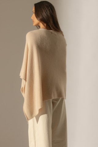 Poncho Georgia 100 % cachemir, 4 hilos - Cuello barco. - Beige
