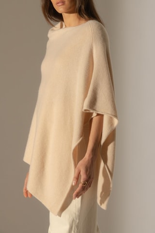 Poncho Georgia 100 % cachemir, 4 hilos - Cuello barco. - Beige