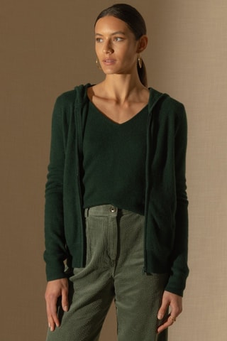 Cárdigan con capucha Emma 100 % cachemir - Verde