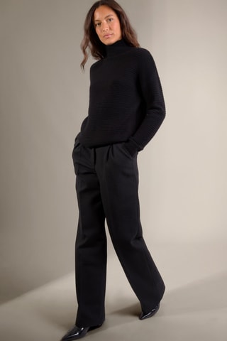 Jersey 100 % cachemir - Cuello alto. - Negro