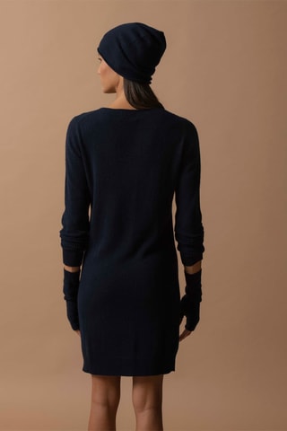 Vestido jersey Molli 100 % cachemir, 2 hilos - Cuello redondo. - Azul marino