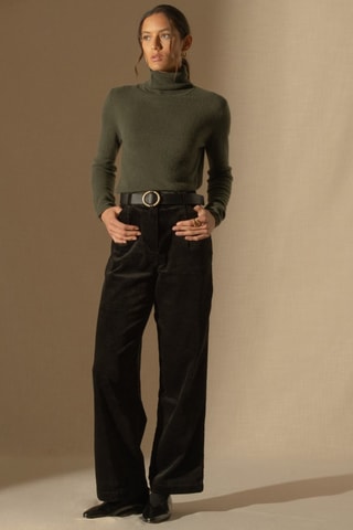 Jersey Ashley 100 % cachemir, 2 hilos - Jersey de cuello vuelto - Caqui
