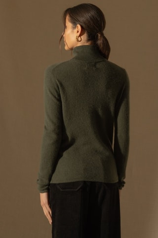 Jersey Ashley 100 % cachemir, 2 hilos - Jersey de cuello vuelto - Caqui