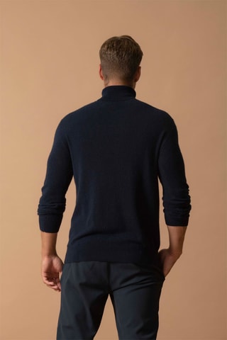 Jersey Trevor 100 % cachemir, 2 hilos - Jersey de cuello vuelto - Azul marino