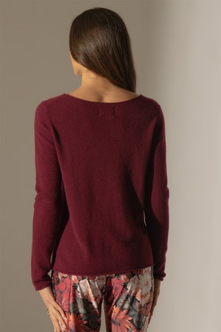 Jersey Megan 100 % cachemir, 2 hilos - Cuello barco. - Burdeos