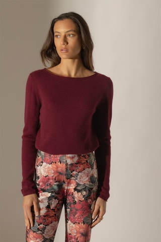 Jersey Megan 100 % cachemir, 2 hilos - Cuello barco. - Burdeos