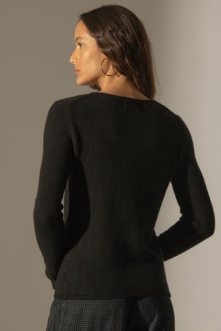 Jersey 100 % cachemir - Cuello alto. - Negro