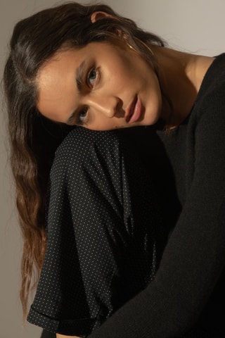 Jersey 100 % cachemir - Cuello alto. - Negro
