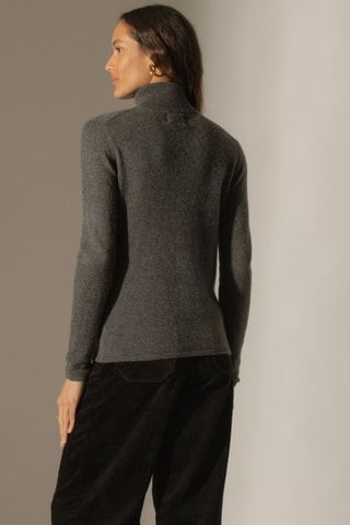 Jersey Ashley 100 % cachemir, 2 hilos - Jersey de cuello vuelto - Antracita