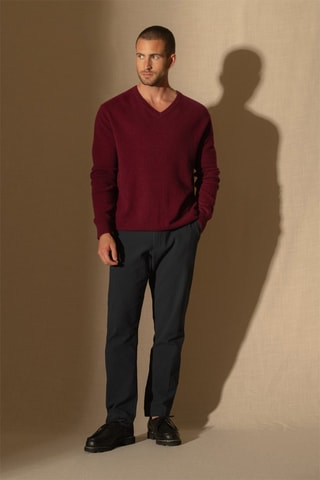 Jersey Alexander 100 % cachemir, 2 hilos - Cuello de pico. - Burdeos