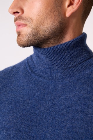 Jersey Trevor 100 % cachemir, 2 hilos - Jersey de cuello vuelto - Azul