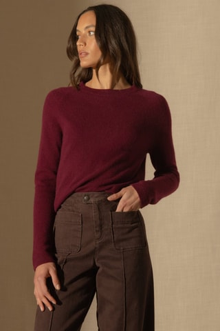 Jersey Whitney 100 % cachemir, 2 hilos - Cuello redondo. - Burdeos