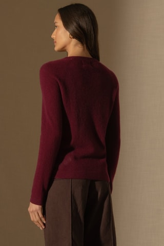 Jersey Whitney 100 % cachemir, 2 hilos - Cuello redondo. - Burdeos