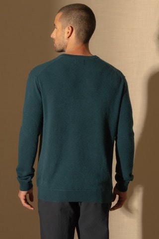 Jersey Lorenzo 100 % cachemir, 2 hilos - Cuello de pico. - Verde