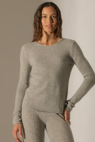Jersey Marya 100 % cachemir, 4 hilos - Cuello redondo. - Gris