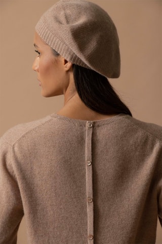 Jersey Vanessa 100 % cachemir, 2 hilos - Cuello redondo. - Camel