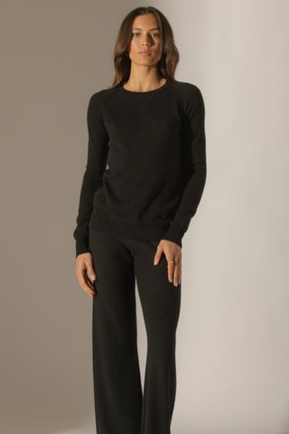 Jersey Wilma 100 % cachemir - Cuello redondo. - Negro