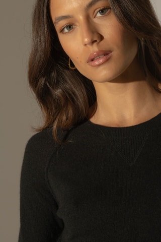 Jersey Wilma 100 % cachemir - Cuello redondo. - Negro